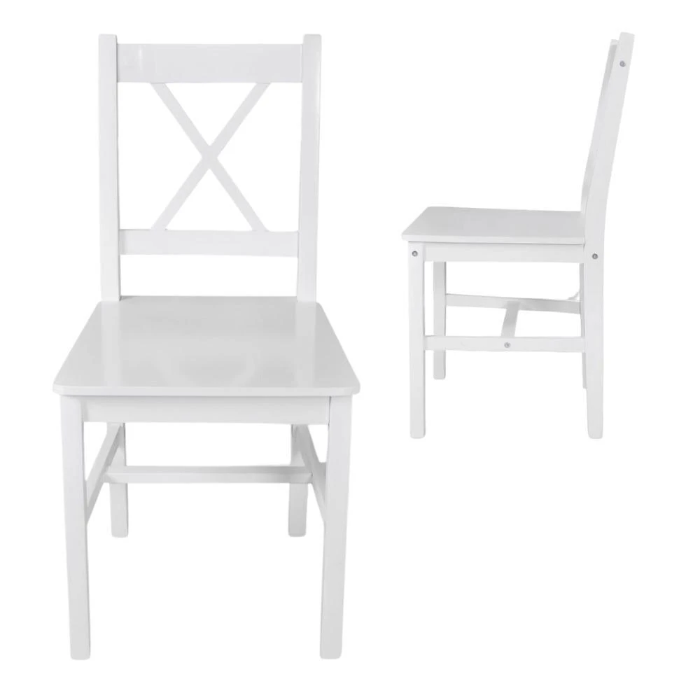 x4 White Dining Chairs Set Kitchen Dining Chair Seat Wooden Pine