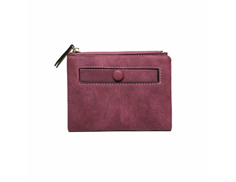 Women's Rfid Small Bifold Leather Wallet Ladies Mini Zipper Coin Purse id card Pocket,Slim Compact Thin Purple
