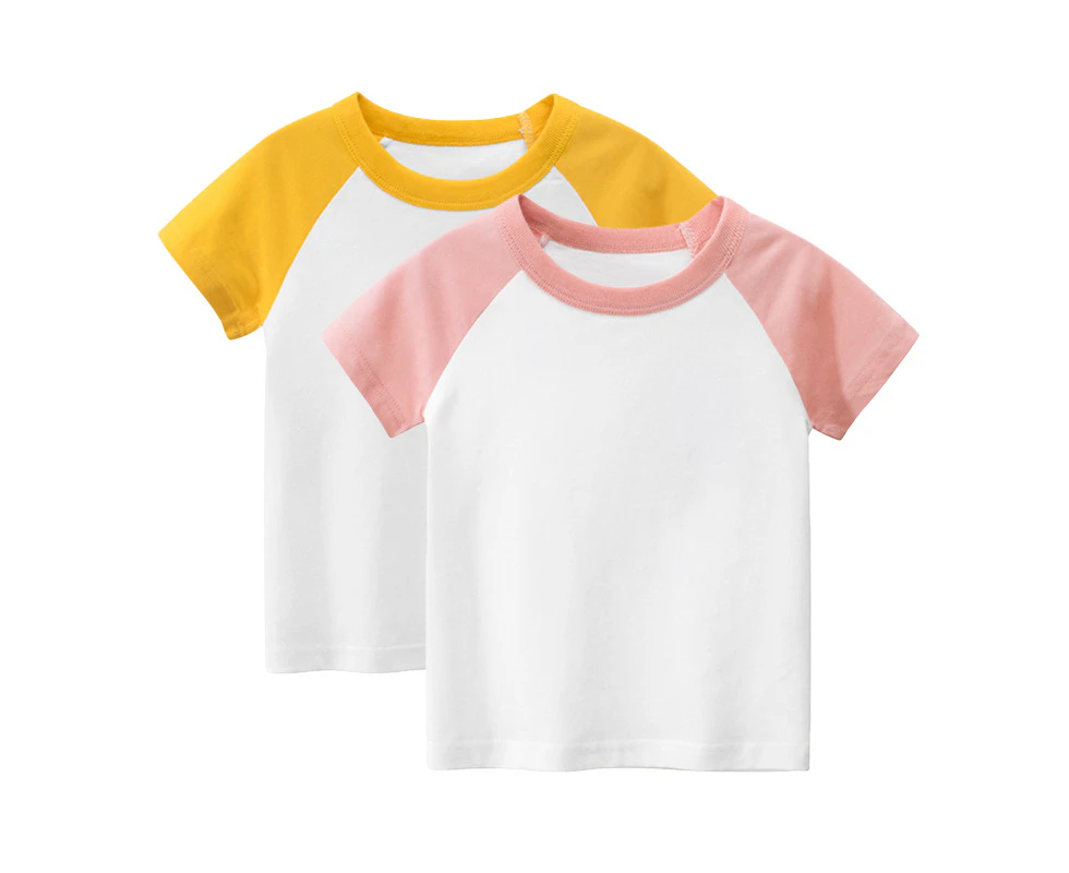 Kid's Crew Neck Sleeve Raglan Color Blocking Shirt(Pack of 2)