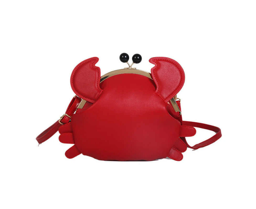 Tenpell Crab Shape Handbag Novelty Detachable Shoulder Bag Women's Satchel-Red