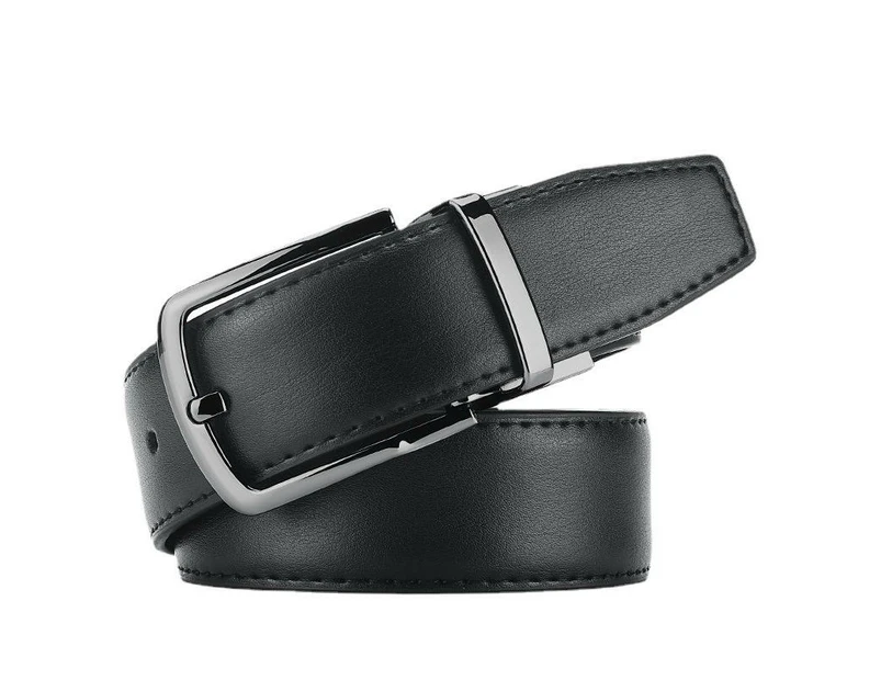 Genuine Leather Dress Belts For Men - Mens Belt For Suits With Single Prong Buckle-Black/Dark Coffee