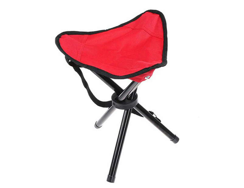 （Red）Portable Folding Chair Outdoor Mini Camping Fishing Picnic Beach Stool Seat