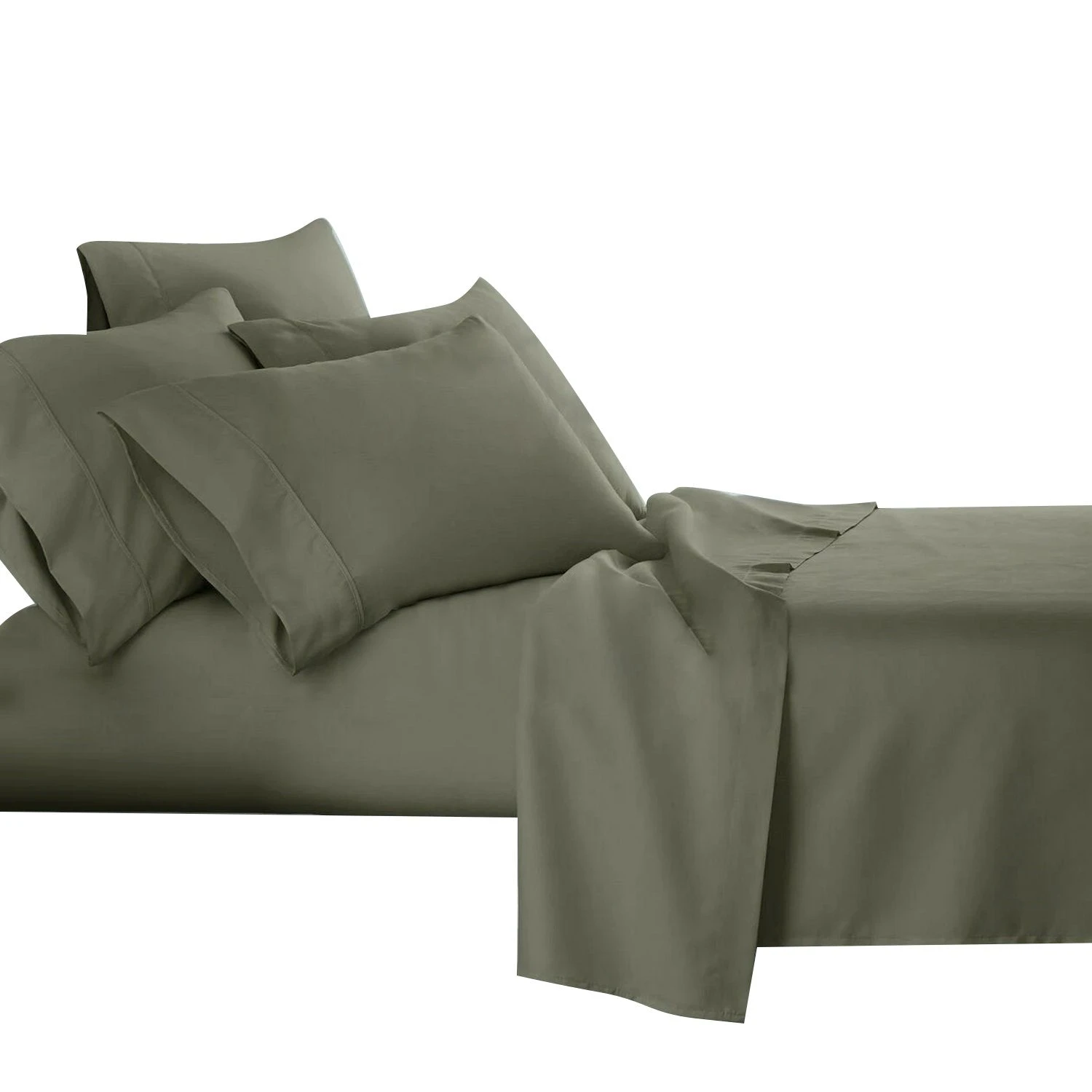 Brown Bamboo Cooling Flat Fitted Sheet Set - 2000TC