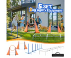 Dog Agility Training Equipment 5 Set Pet Obstacle Course Sports Exercise Kit Ladder Weave Poles Jump Bar Hurdle Ring Hoop Carry Bag