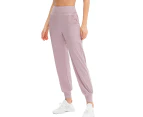 Fitness pants for Women with Pockets,High Waist Workout Yoga Tapered Sweatpants Women's Lounge Pants - Pink