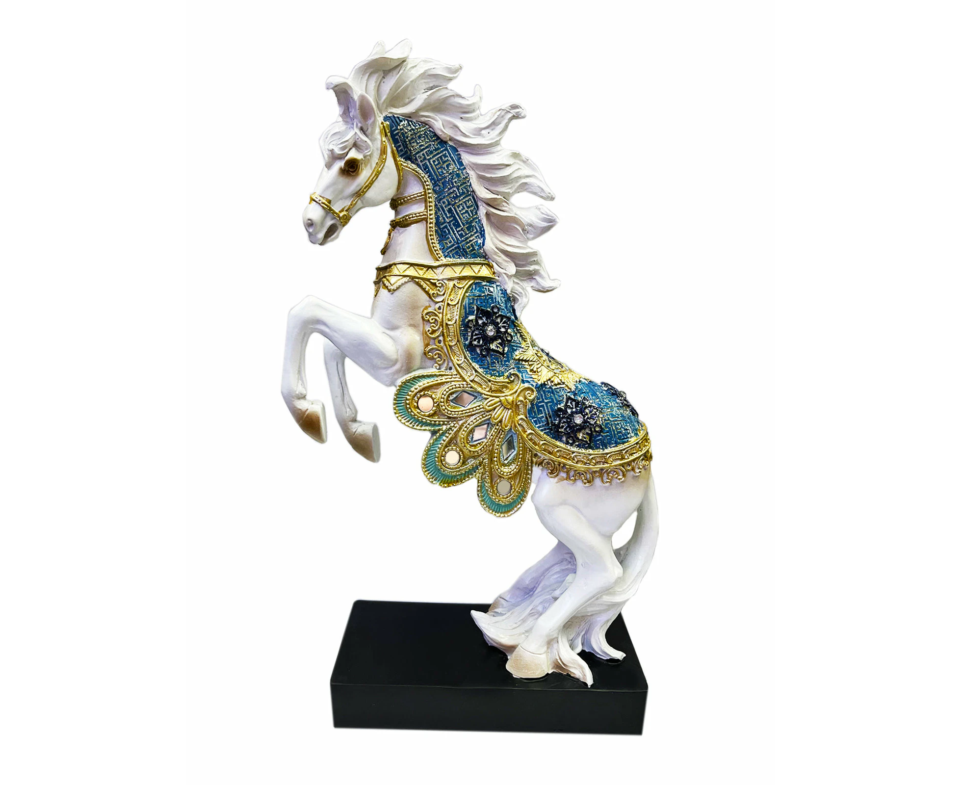 White Rearing Horse Statue Horse Sculpture Table Decor