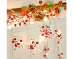 6.56FT 20 LED Christmas String Lights Battery Operated for Christmas Decoration - 2 Light Modes Christmas Lighted Red Berry Garland