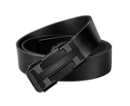 Kings Collection Black Men Genuine Leather Ratchet Belt Adjustable with Automatic Black Buckle Length 125cm