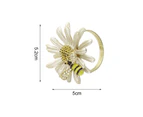 Minbaeg 4Pcs Napkin Rings Adorable Anti-rust Alloy Spring Flower Bee Painted Napkin Buckle for Party-Beige