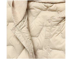 Women's short hooded single breasted lightweight down jacket-Off white