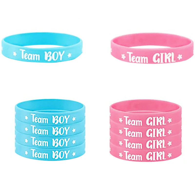 Gender Reveal Baby Shower Party Games Team Boy or Girl 10 Bracelets Vote Favours