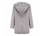 Women's Round Collar Single Breasted Winter Long Trench Pea Coat-grey