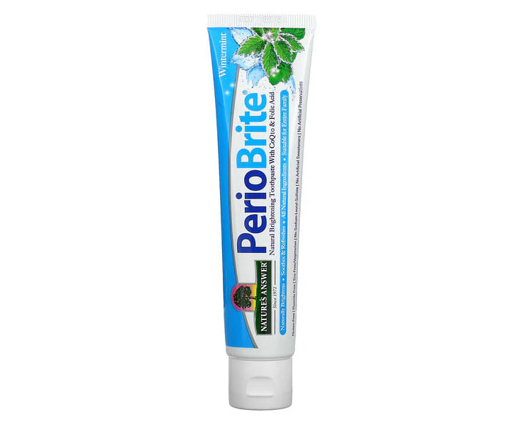 PerioBrite, Natural Brightening Toothpaste with CoQ10 & Folic Acid, Wintermint, 4 fl oz (113.4 g)