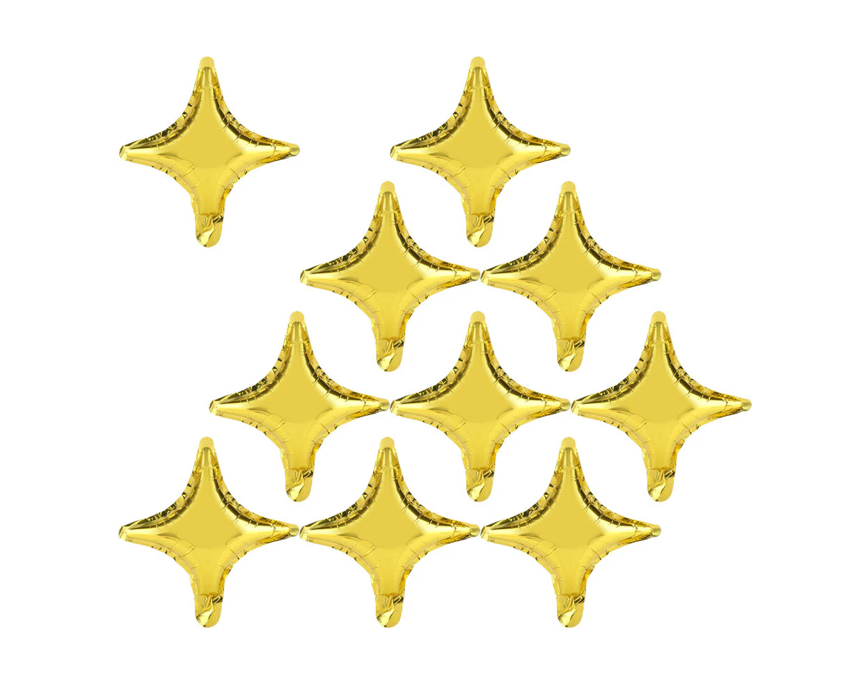 10PCS 10" Four-pointed Star Foil Balloons Anniversary Wedding Party Decor Balloon(gold)