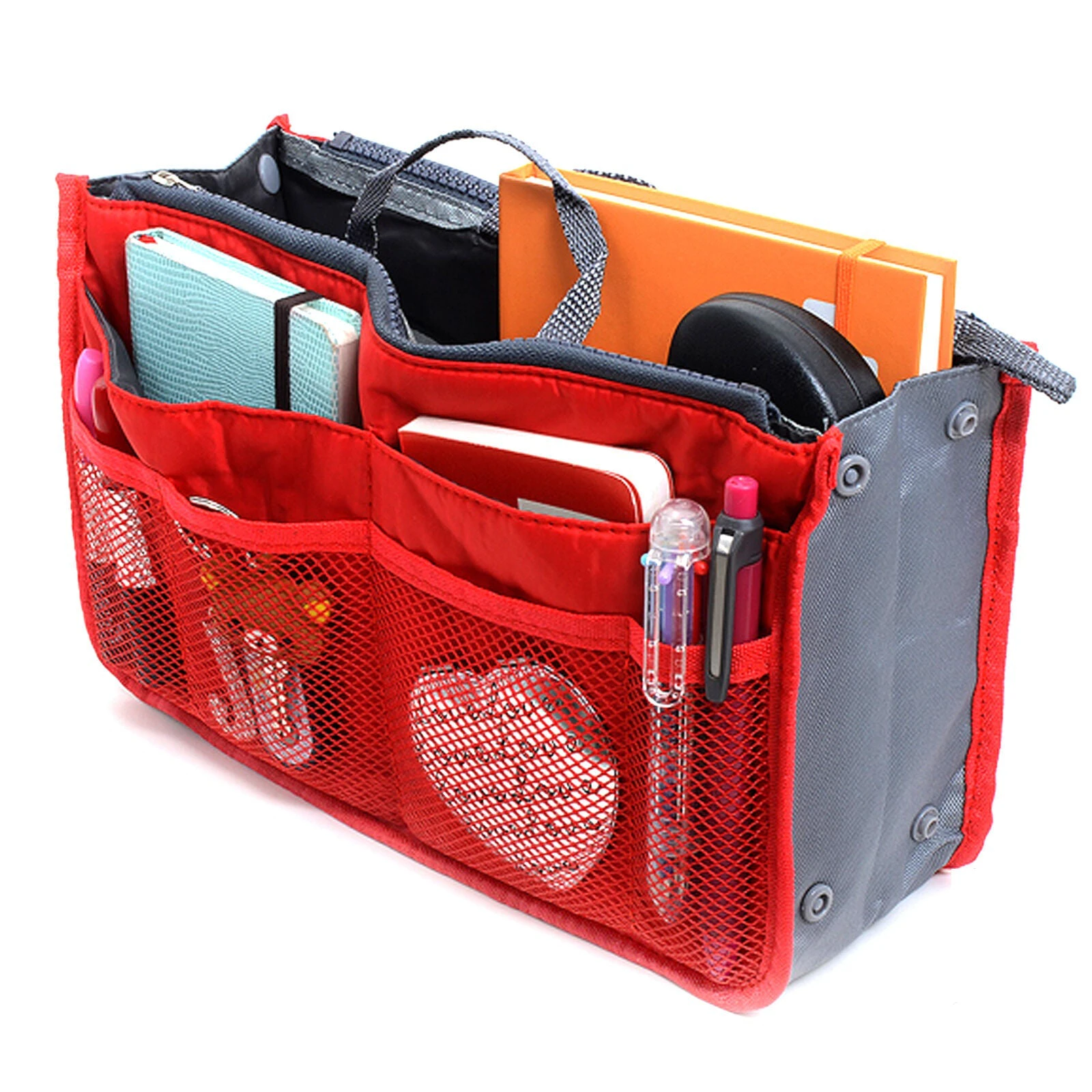 Bag Insert Organiser Handbag Women Travel Makeup Purse Wallet Pouch Organiser - Red