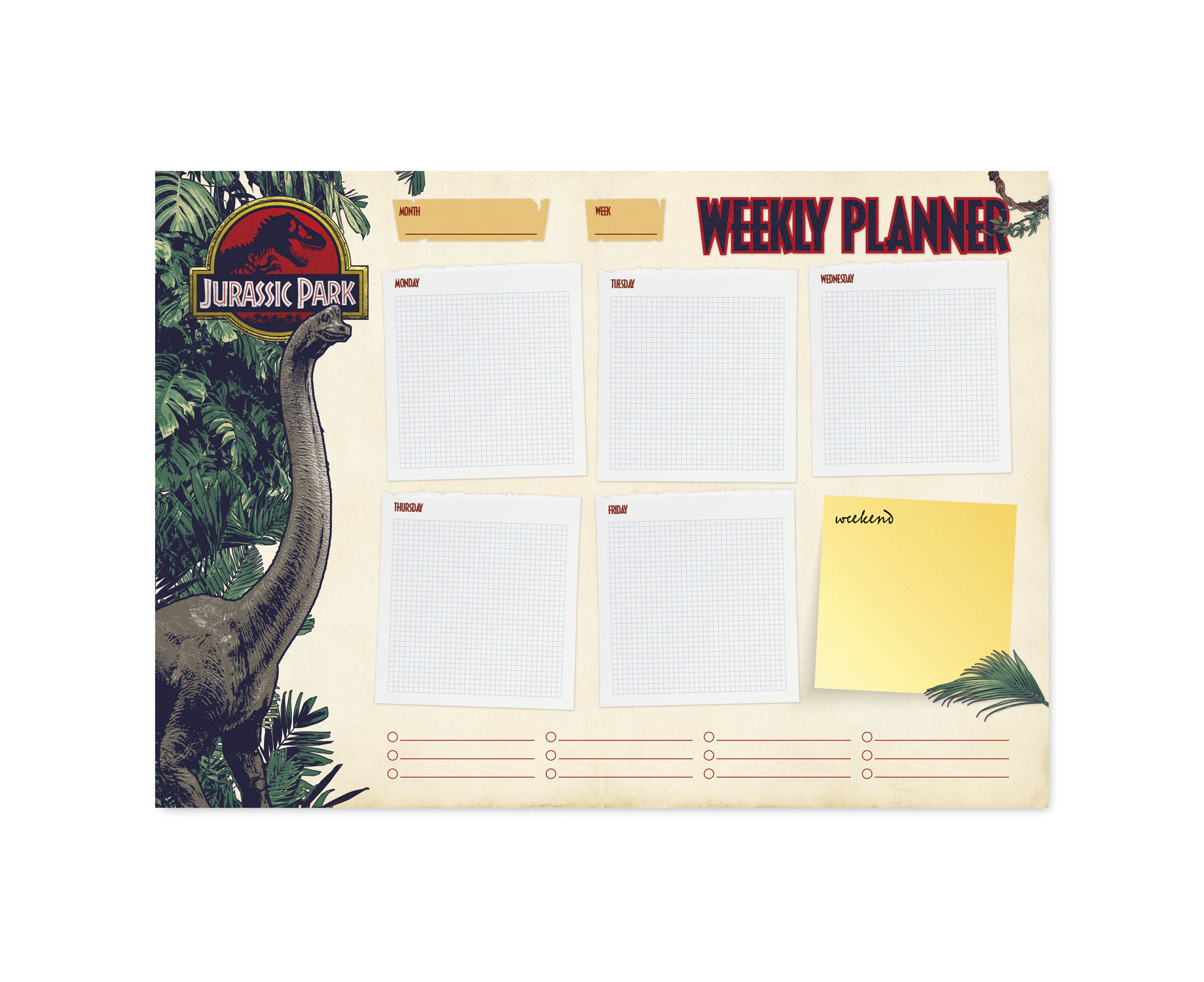 Official Jurassic Park Weekly Planner A4 - Jurassic Park Calendar - Family Calendar - 54 Tear Off Pages - Desk Calendar - Desk Planner 2022 - Jurass - MKTP