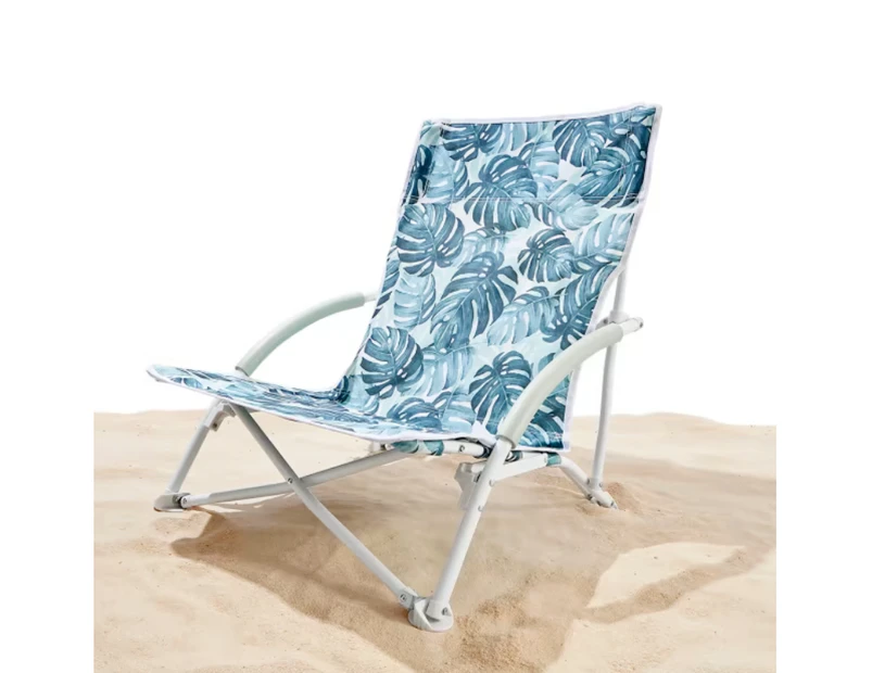 Tropical Leaf Low Profile Chair Foldable outdoor camping Beach chair Green