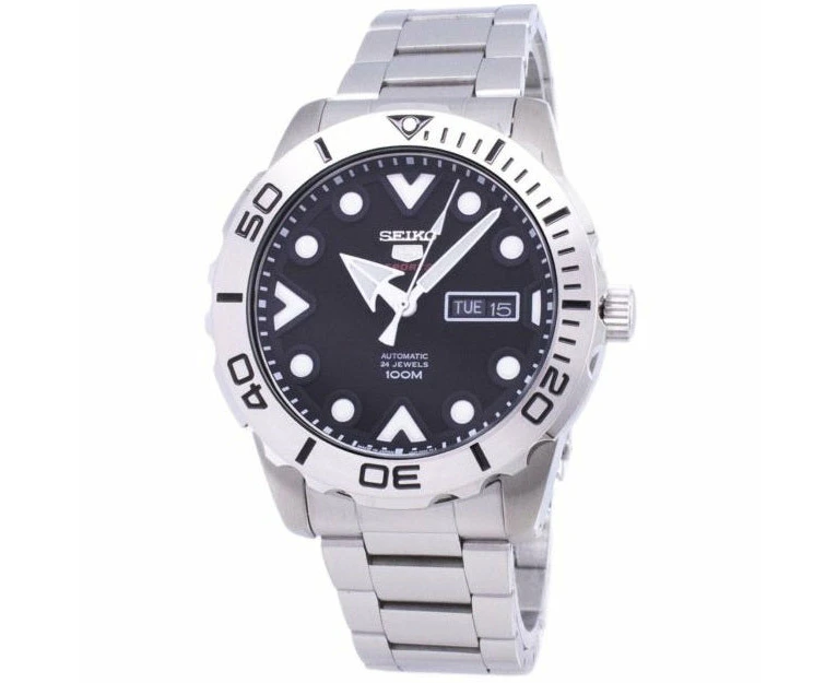 Seiko 5 Sports SRPA03 J1 Black Dial Stainless Steel Men's Automatic Analog Watch