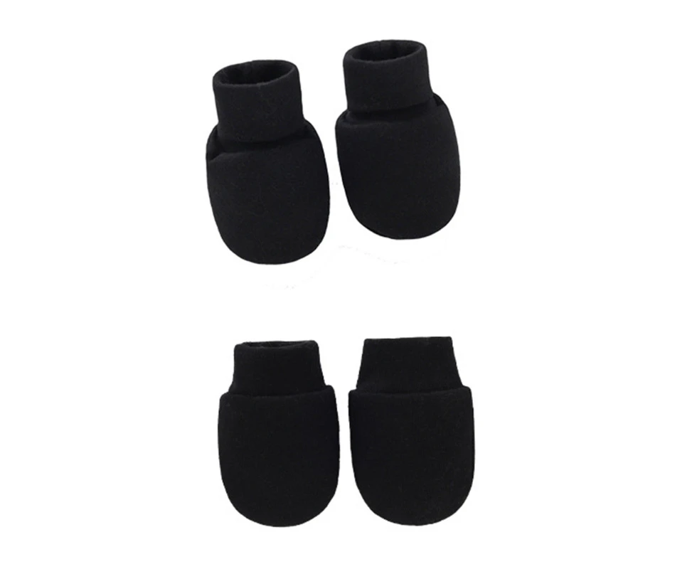 Infants Newborn Toddlers Boys Girls Shower Gifts No Scratch Mittens Socks Set - Black