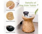 Costway 43cm 4in1 Patio Side Table Weather Resistant Rock End Table Tree Stump Stool Plant Stand Indoor&Outdoor