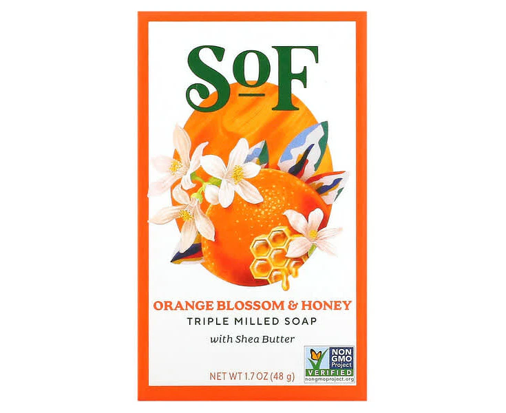 Triple Milled Bar Soap with Shea Butter, Orange Blossom & Honey, 1.7 oz (48 g)