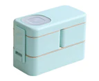 Leak-proof Bento Lunch Box with 3 Compartments Double Layer Buckle Closure Microwave Safe Stackable Salad Box for Kids Adults - Green