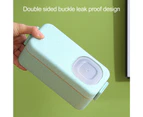 Leak-proof Bento Lunch Box with 3 Compartments Double Layer Buckle Closure Microwave Safe Stackable Salad Box for Kids Adults - Green