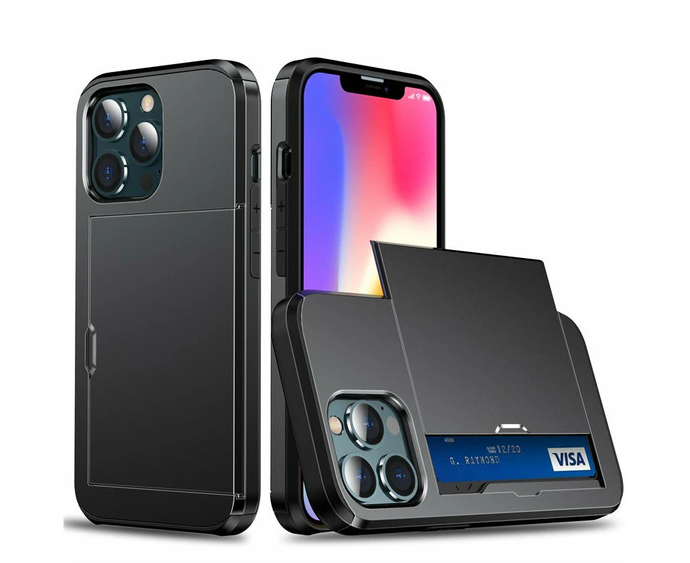 Everlab Sliding Cover Wallet Case For iPhone XR (Black)