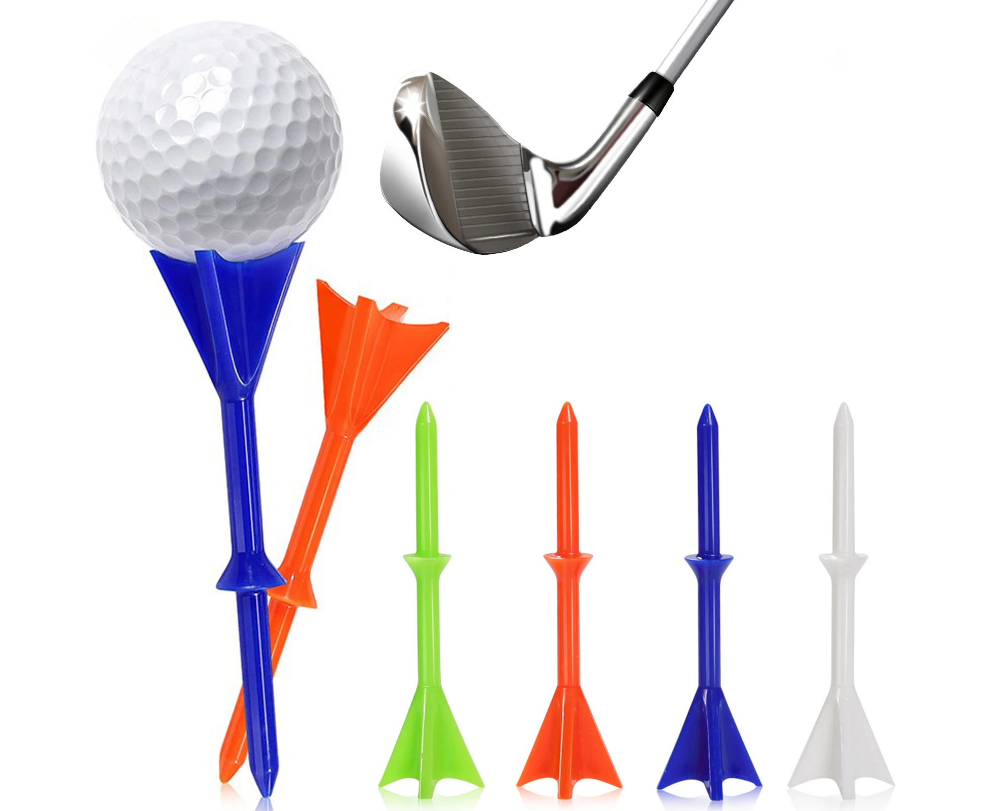 20Pcs Plastic Golf Tees Bright Color High Stability Low Friction Lightweight Portable Short Golf Tees Training Tools-