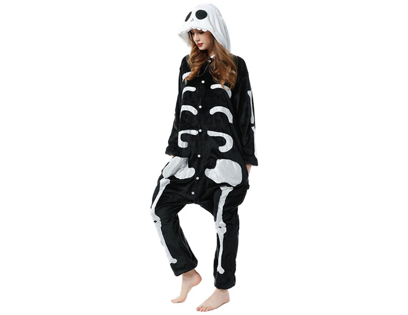 Costume Bay Adult Unisex Skeleton Onesie Kigirumi Animal Pajamas Halloween Costume Jumpsuit Sleepwear