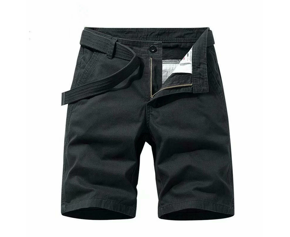 Men's Shorts Casual Cotton Cargo Summer Beach Shorts for Men(No Belt)-919 Black