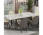 UNHO Sintered Stone Dining Table 1.3M-1.6M Extendable Kitchen Dining Table with Stee Legs - Glossy White