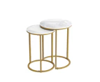 Set of 2 Sintered Stone Coffee Tables Nested Side End Table Set
