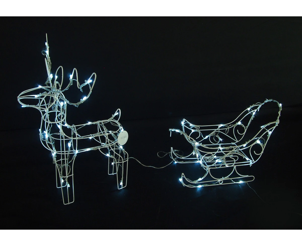 Sleigh Reindeer Deer Solar WHITE LED Fairy Light Outdoor Christmas Xmas AU Stock