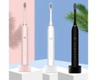 Newest Ultrasonic Electric Toothbrush Rechargeable USB with Base 6 Mode Adults Sonic Toothbrush IPX7 Waterproof Travel Box Holder - White