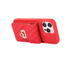 Crossbody Wallet Case with Card Holder Leather iPhone Protective Case-Red