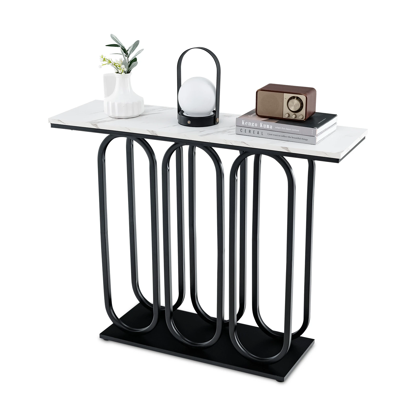 Giantex 100cm Console Table Faux Marble Entryway Table w/Metal Frame & Adjustable Foot Pads Side Table