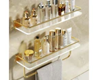 Bathroom Floating Shelves Gold, Wall Mounted Storage with Towel Bar for Kitchen, Bedroom Acrylic Wall Shelf Set with Towel RackBlack 50cm