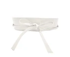 Waist Belt Firm Soft Faux Leather Self Tie Wide Waist Band for Women-White Straps style