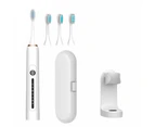 Ultrasonic Sonic Electric Toothbrush USB Charger Smart Teeth Tooth Brush for Adults Whitening IPX7 Waterproof Travel Box Holder - White
