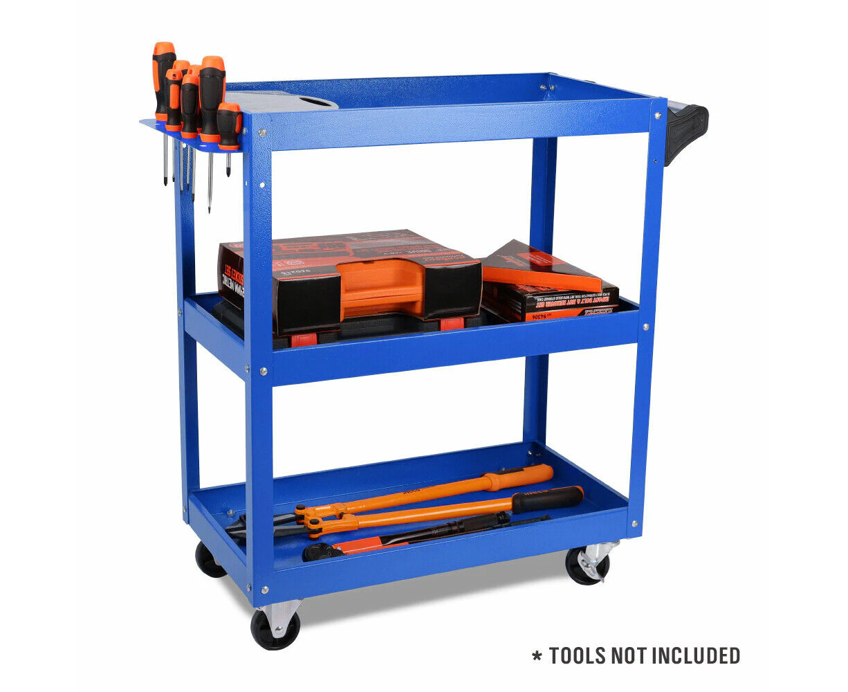 Blue 3-Tier Tool Cart Trolley Toolbox Workshop Garage Storage 150KG Organizer