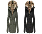 Women's Winter Coat Thicken Puffer Jacket Warm FLeece Lined Parka with Fur Hood-blue