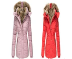 Women's Winter Coat Thicken Puffer Jacket Warm FLeece Lined Parka with Fur Hood-blue