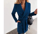 Women's Long Girdle Cardigan Casual Jackets Winter Coats-dark blue