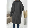 Fuzzy Fleece Jackets for Women Long Sleeve Lapel Button Down Long Teddy Coat-Apricot