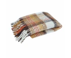 J Elliot Home Aiden Checked Faux Mohair Throw Rug Blanket 130 x 160cm Sand