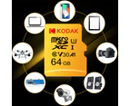 Kodak Micro SD Card Memory Card Class 10 64GB U3 4K High Speed Cartao De Memoria Flash Memory TF Mecard C10