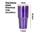 Stainless Steel Double Vacuum Coffee Tumbler Cup, Powder Coated Travel Mug for Home, Office, Travel, Party Purple