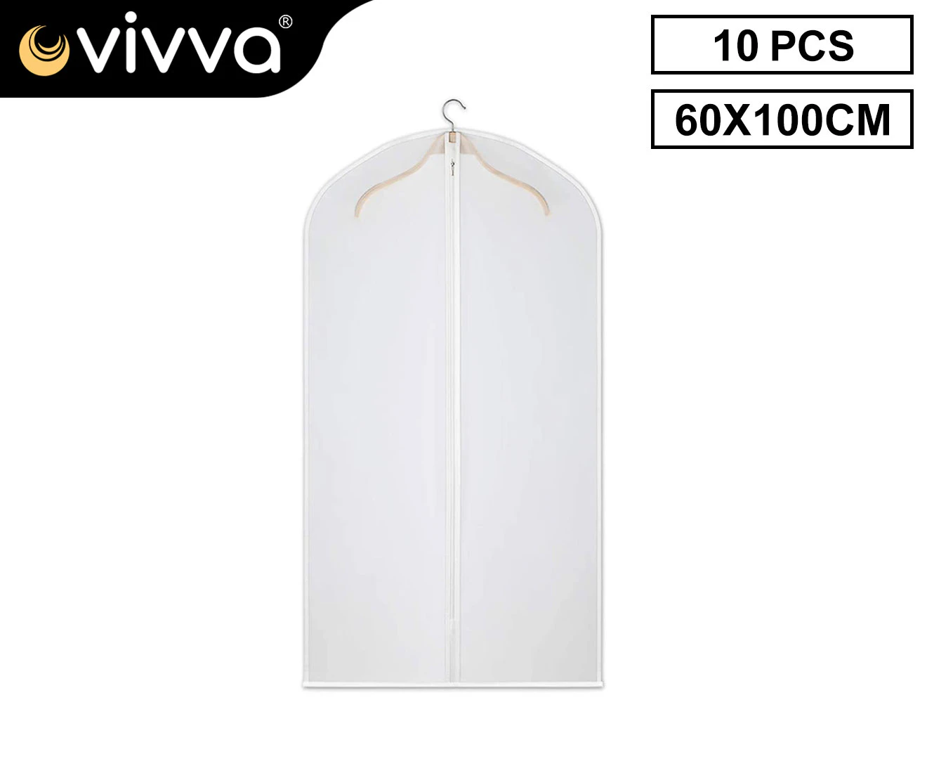 Vivva 10PCS Dustproof Storage Bag Garment Dress Cover Suit Clothes Jacket Coat Protector-60X100CM