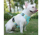 ishuif Chest Harness Reflective Strip with Tow Ring Breathable Outing Traction Polyester Fruit Print Pet Traction Harness for Outdoor-XL Lake Blue